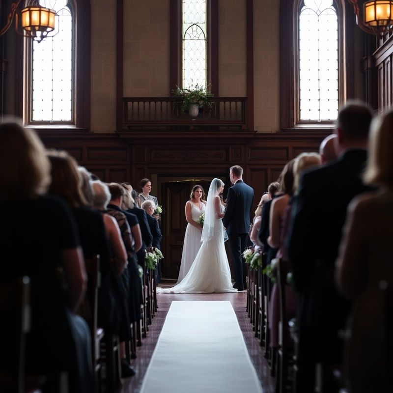 Wedding ceremony in an Ottawa heritage venue, editorial violet tones