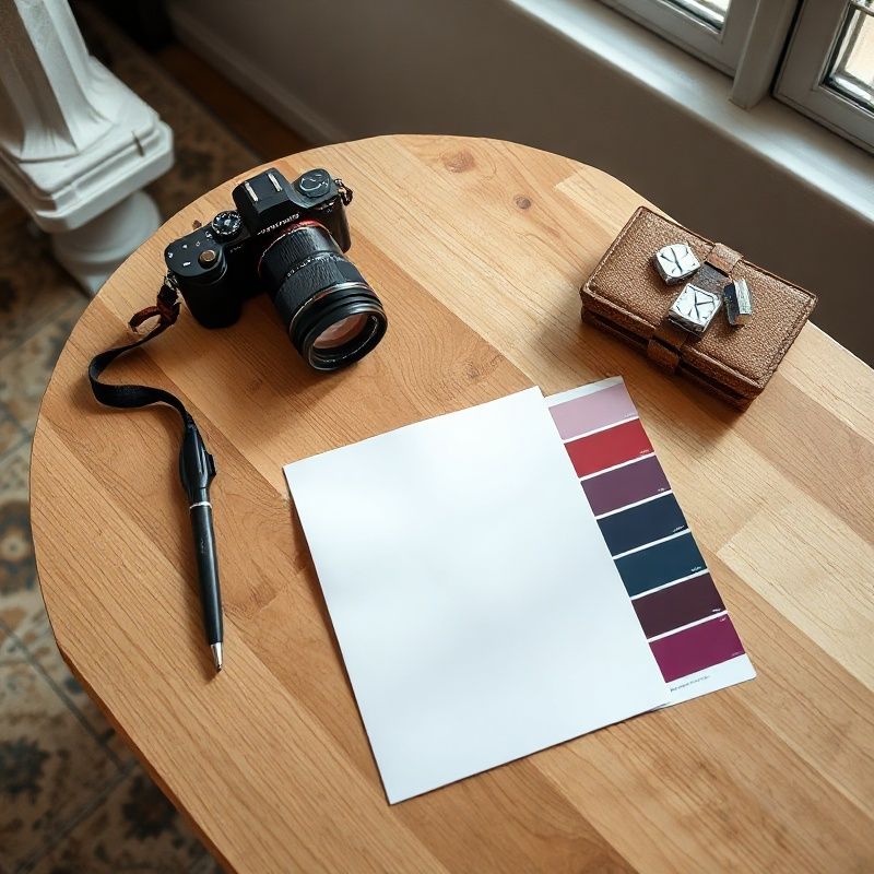 Photographer's tools laid out on a timber table in an Ottawa studio