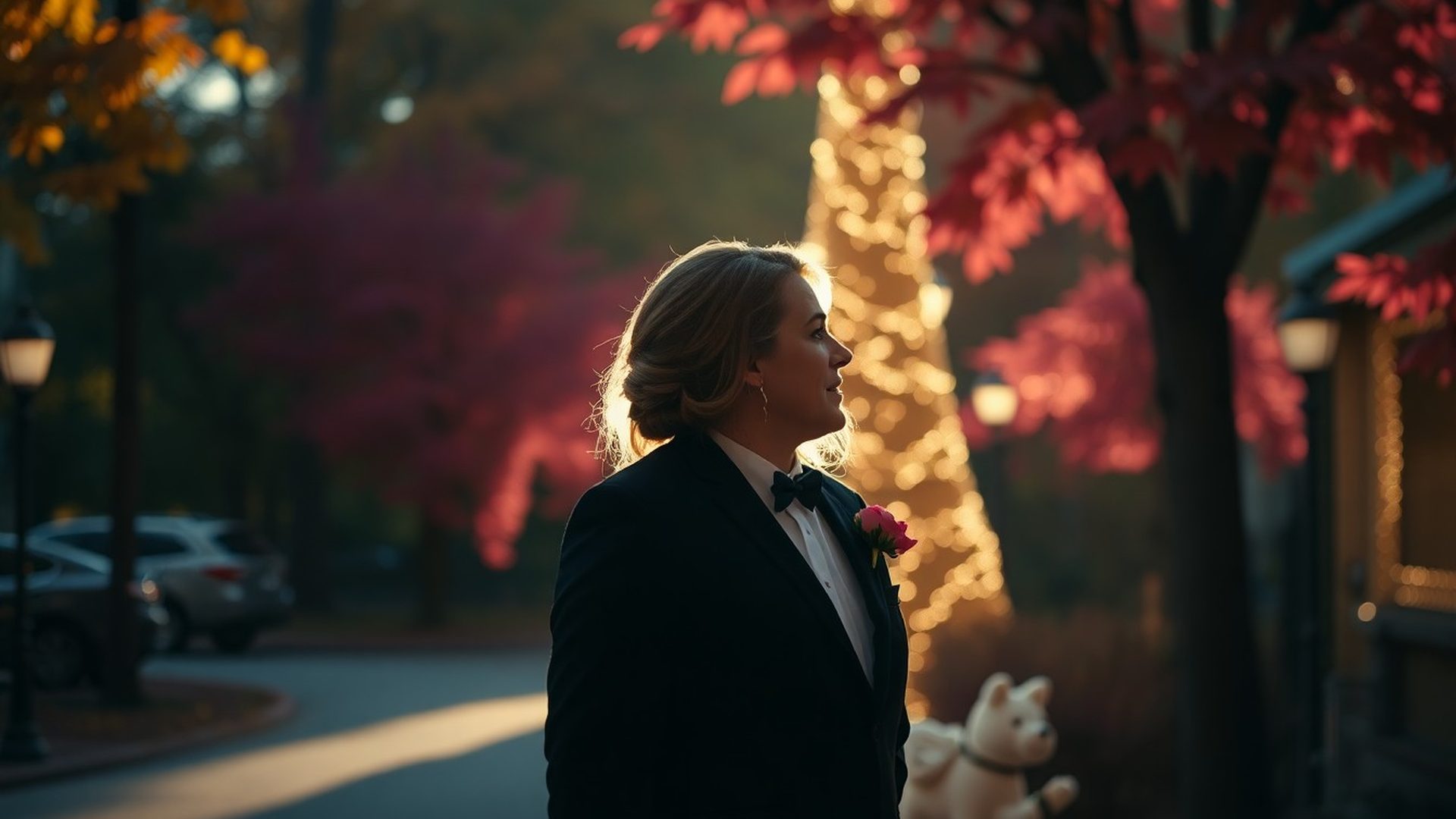 An Ottawa couple photographed in soft autumn light, editorial violet tones